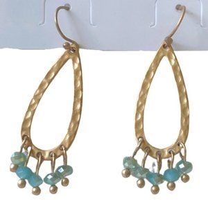 Simply D Gold Dangle Earrings with Blue Beads